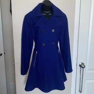 Apt 9 Blue Flare Pea Coat with gold buttons size XL